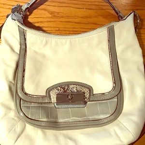Coach Kristin Ivory Snakeskin Leather Hobo Bag